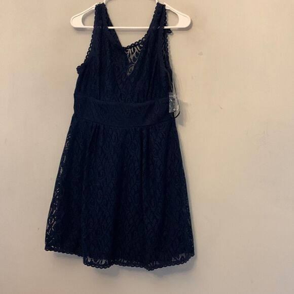 B Darlin navy lace sleeveless dress Size 11/12 NWT - Picture 1 of 8
